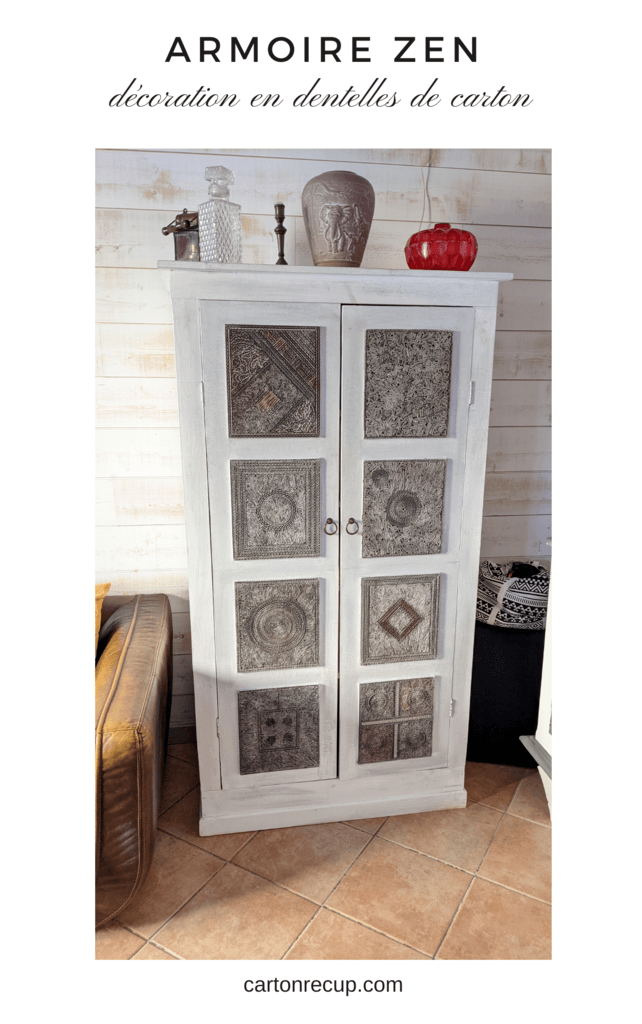 Armoire réalisée en bois et carton de récupération