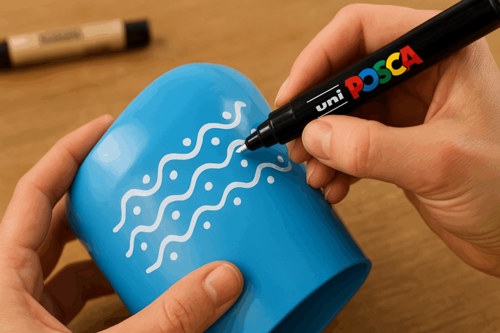 dessin au posca sur du plastique