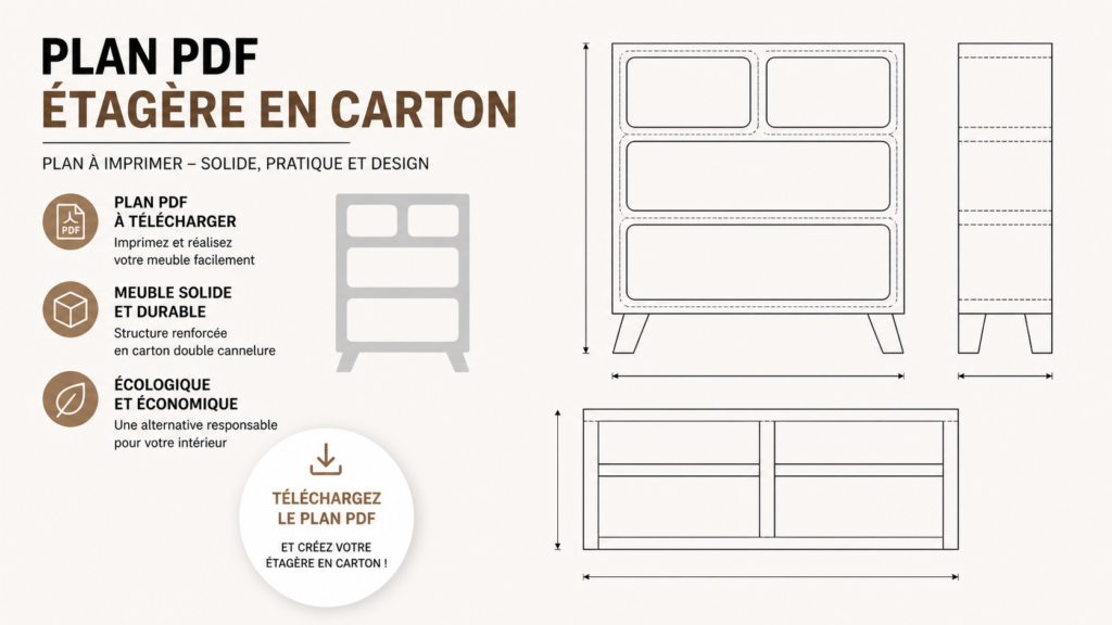 Image d'un plan pour fabriquer une étagère en carton